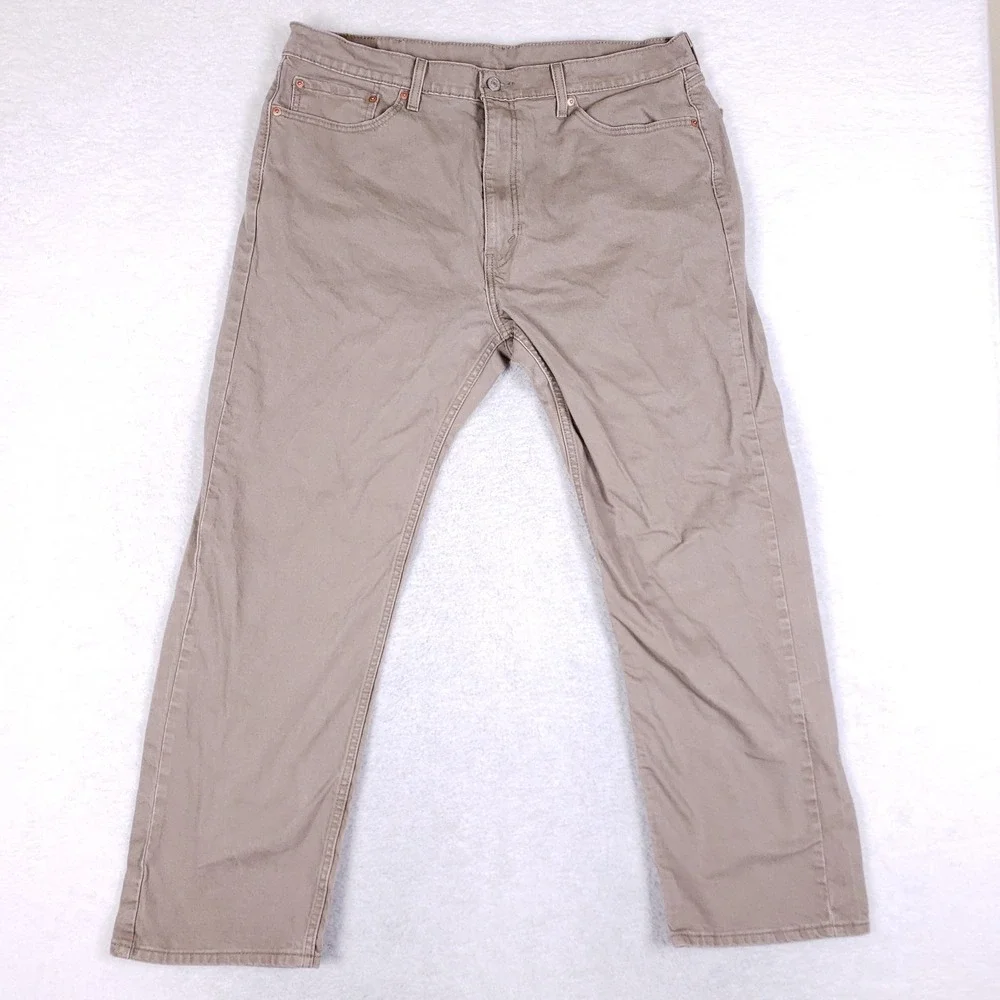 Levi's 505 Regular Fit Jeans Khaki Brown‎ 40x30 Straight Leg WaterLess Denim